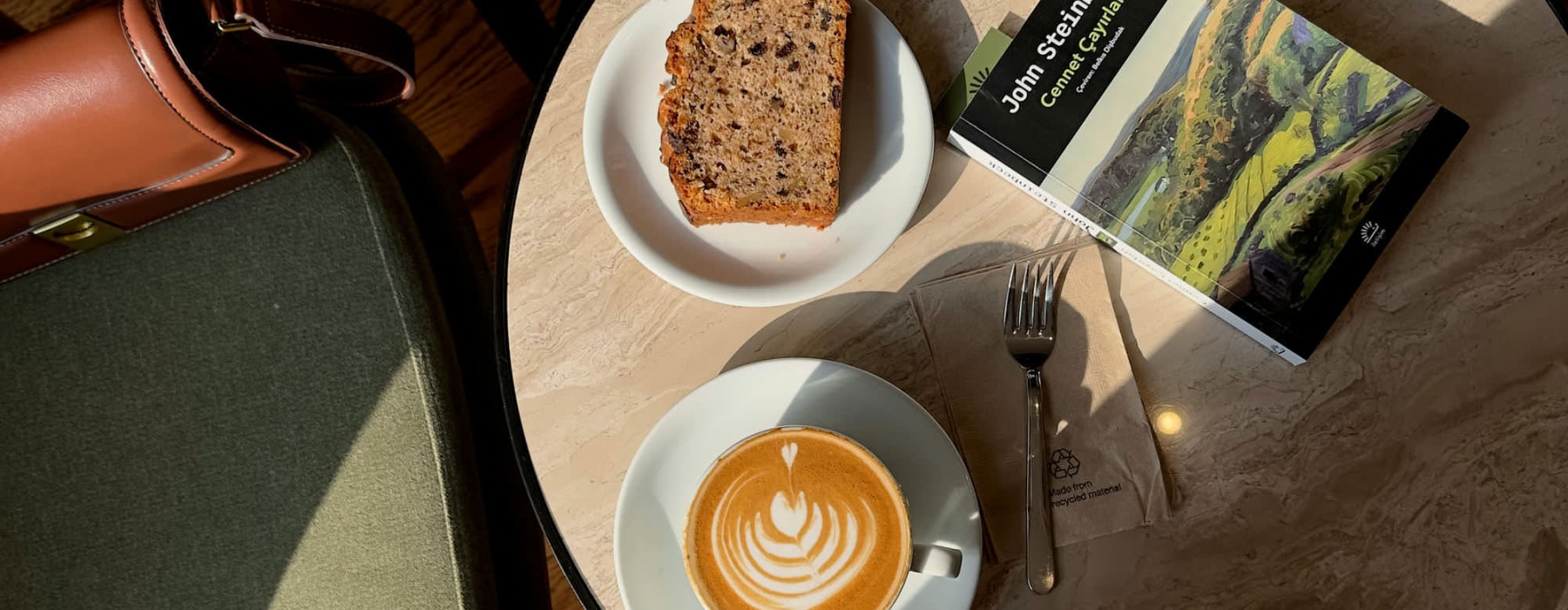 a plate of food and a cup of coffee on a table